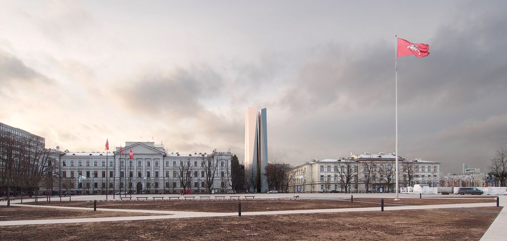 Nacionalinės premijos laureato architekto Audriaus Ambraso Laisvės paminklo projektinis pasiūlymas. Aukų gatvė, Vilnius, 2018 sausis.