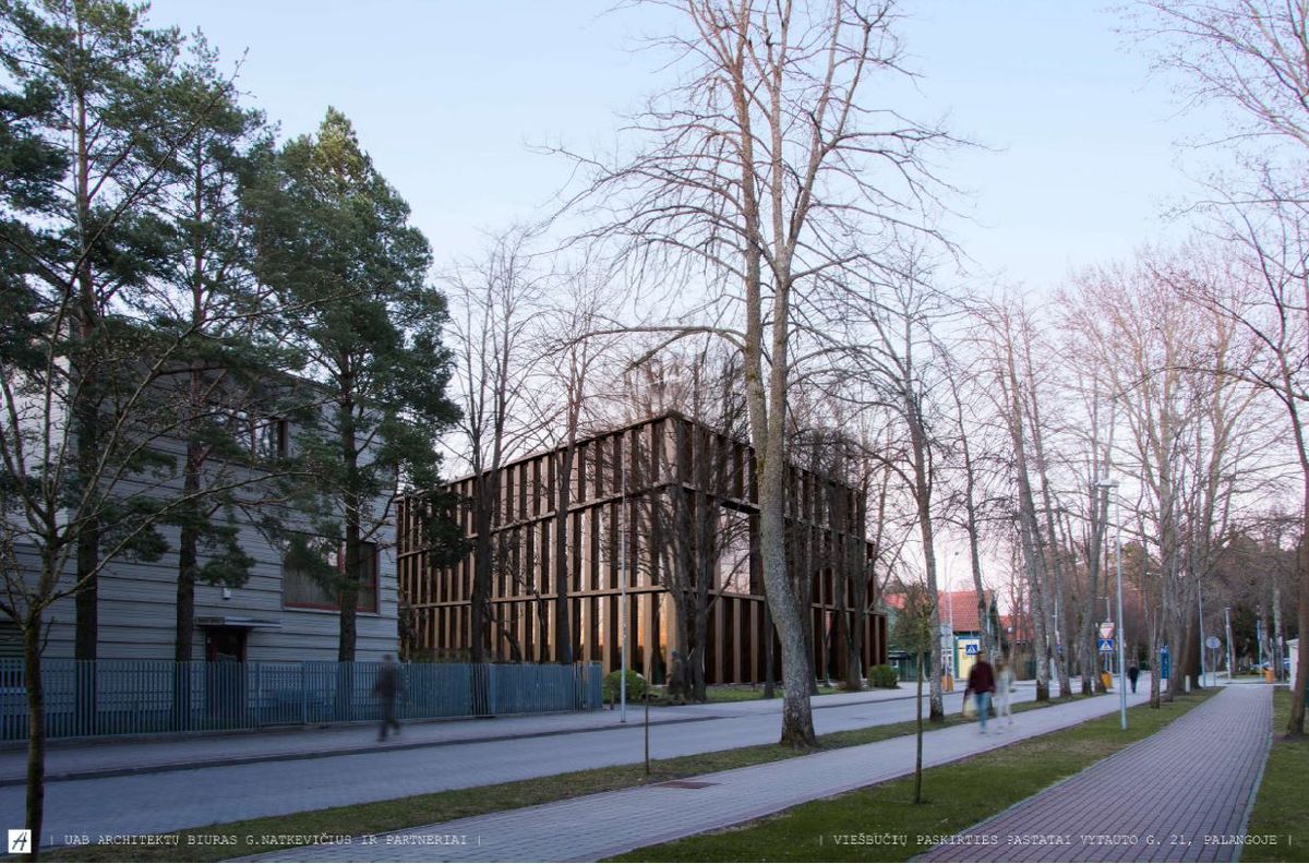 Pav.: Viešbučių paskirties pastato Vytauto g. 21, Palangoje projektiniai pasiūlymai (PV T.Jūras, arch. G.Natkevičius). Vaizdas iš S.Dariaus ir S.Girėno gatvės