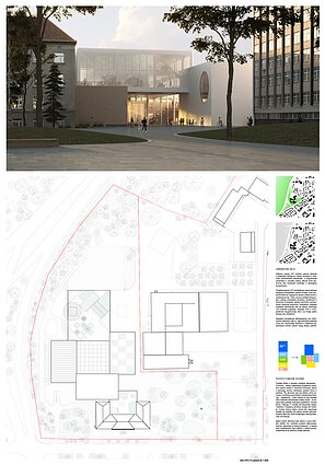 Projektas devizu „Forum1“ (arch. ūkio subjektų grupė: MB „AFTER PARTY architecture“, LLC „About Architecture“, Dominykas Daunys ir Alvydas Ubarevičius).