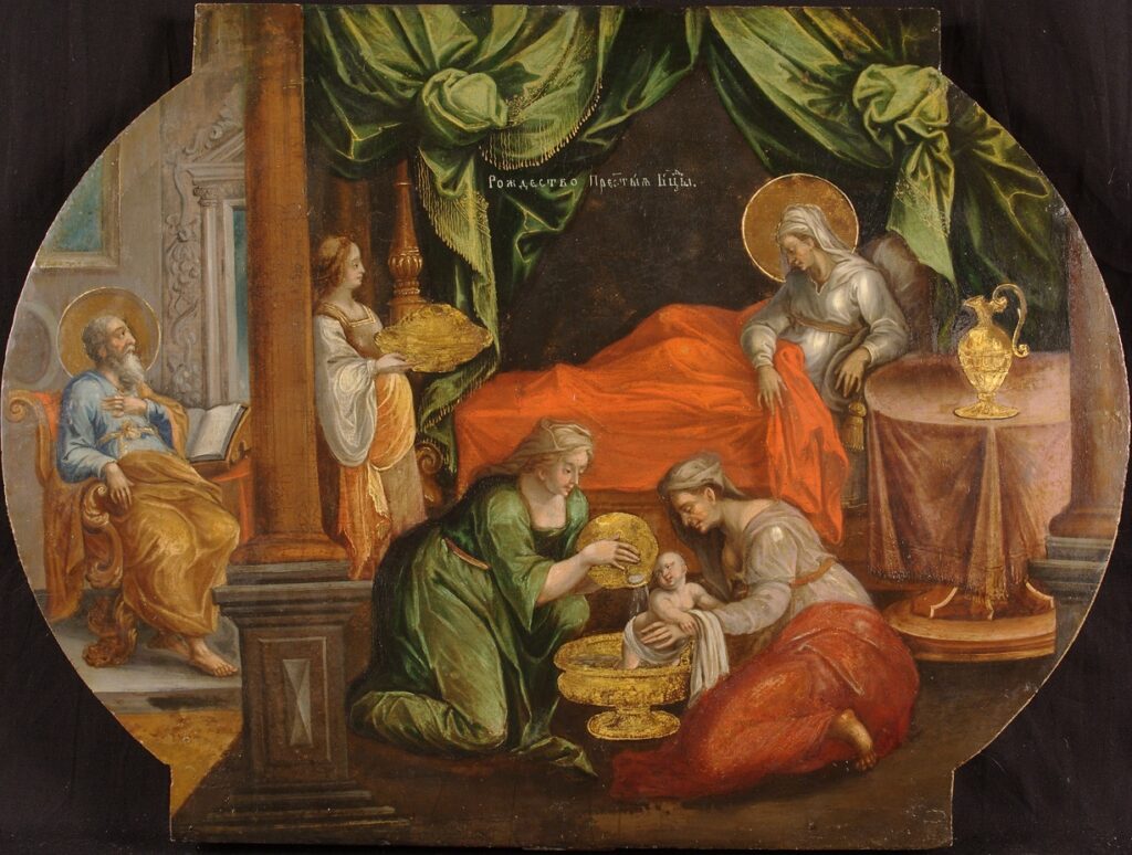 5.Ikona „Dievo Motinos gimimas“. 1730 m., Kijivas, Kijivo Pečerų lauros dirbtuvės. Medis, aliejus; 46,0х63,0 cm 