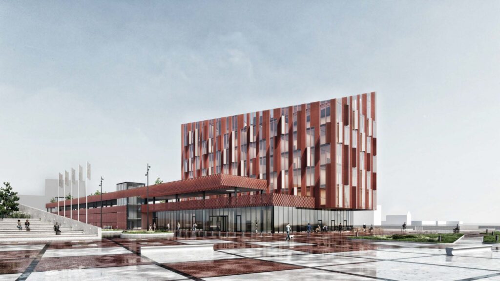 Kruizinių laivų terminalo uosto valdymo pastatas (projektuotojas Statybos inžinierių konsultantų biuras (arch. G.Čaikauskas, A.Keizikas, A.Deltuva). 