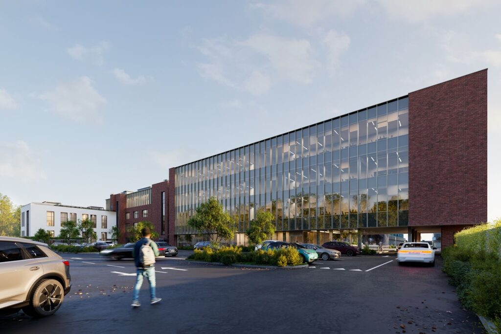Biurų bei prekybos ir paslaugų erdvių kompleksas Kaune (projektuotojas „A2SM“; architektai: A.Sasnauskas, V.Malenko, G.Frišmantaitė,-Gudaitienė K.Davydenko, G.Dailydaitė). Vizualizacija: „KRS“. 