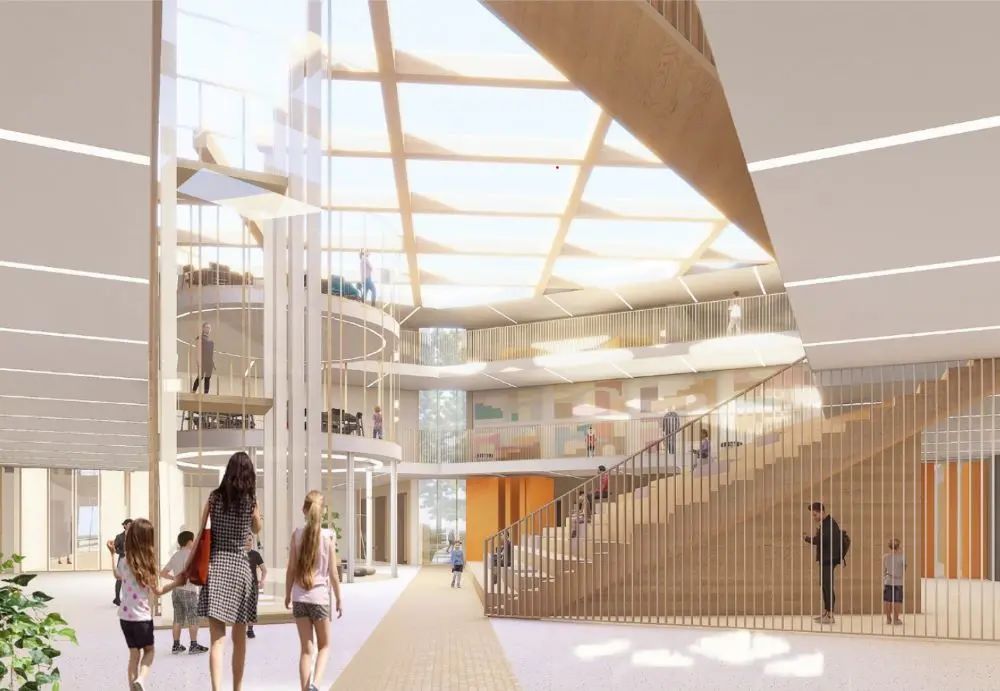 Gimnazija Vilniaus Jeruzalės rajone (projektuotojas - „Architektūros linija“; arch. G.Čaikauskas ir kt.).