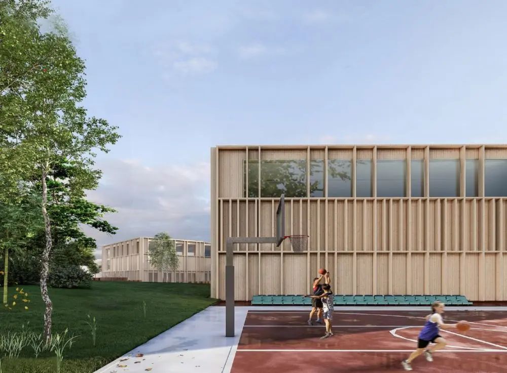 Gimnazija Vilniaus Jeruzalės rajone (projektuotojas - „Architektūros linija“; arch. G.Čaikauskas ir kt.).