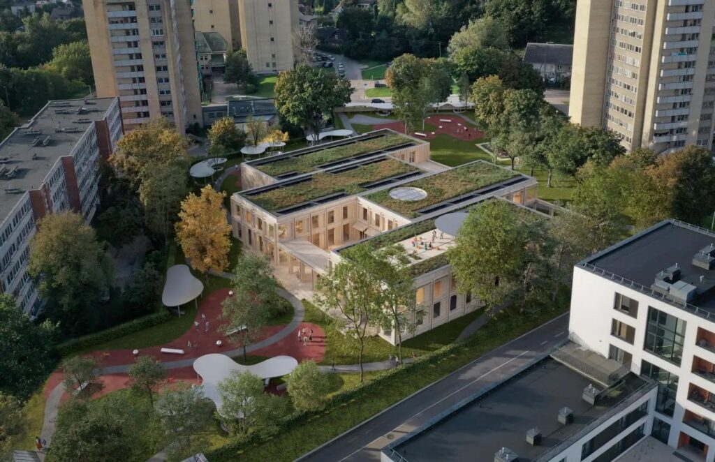 Lopšelio-darželio Markučiuose konkursinis projektas devizu „Markutis“ (arch. „Processoffice“), 1-oji vieta, 11.000 Eur premija. 