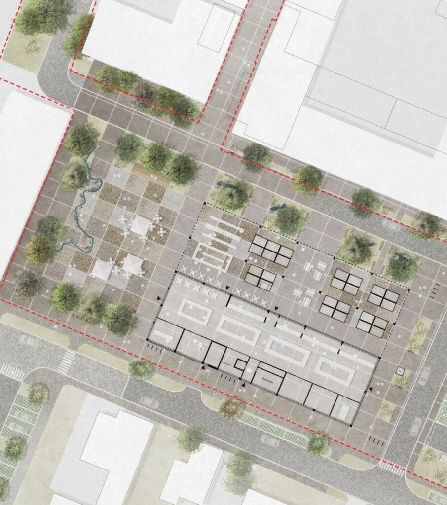 Gargždų turgaus ir aikštės pertvarkymo konkursinis projektas „Gargždo turgus“ (arch. „Bauland“), 1-oji vieta.