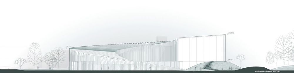 Vandens pažinimo centro konkursinis darbas devizu „Ratu“ (arch. „Arches“), 1-oji vieta.