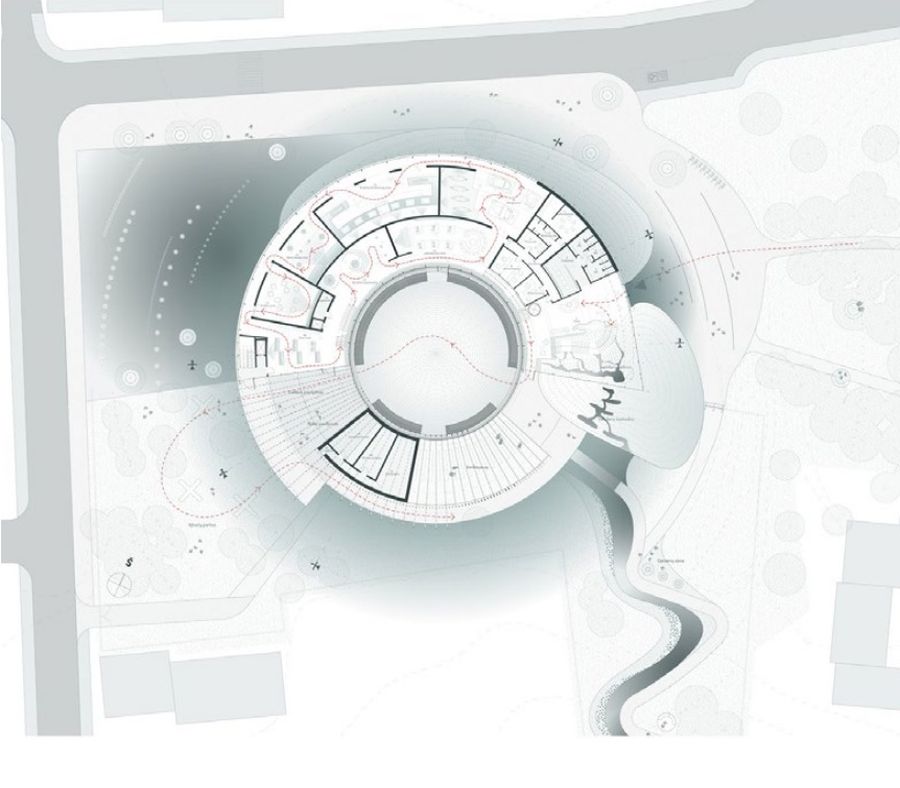 Vandens pažinimo centro konkursinis darbas devizu „Ratu“ (arch. „Arches“), 1-oji vieta.