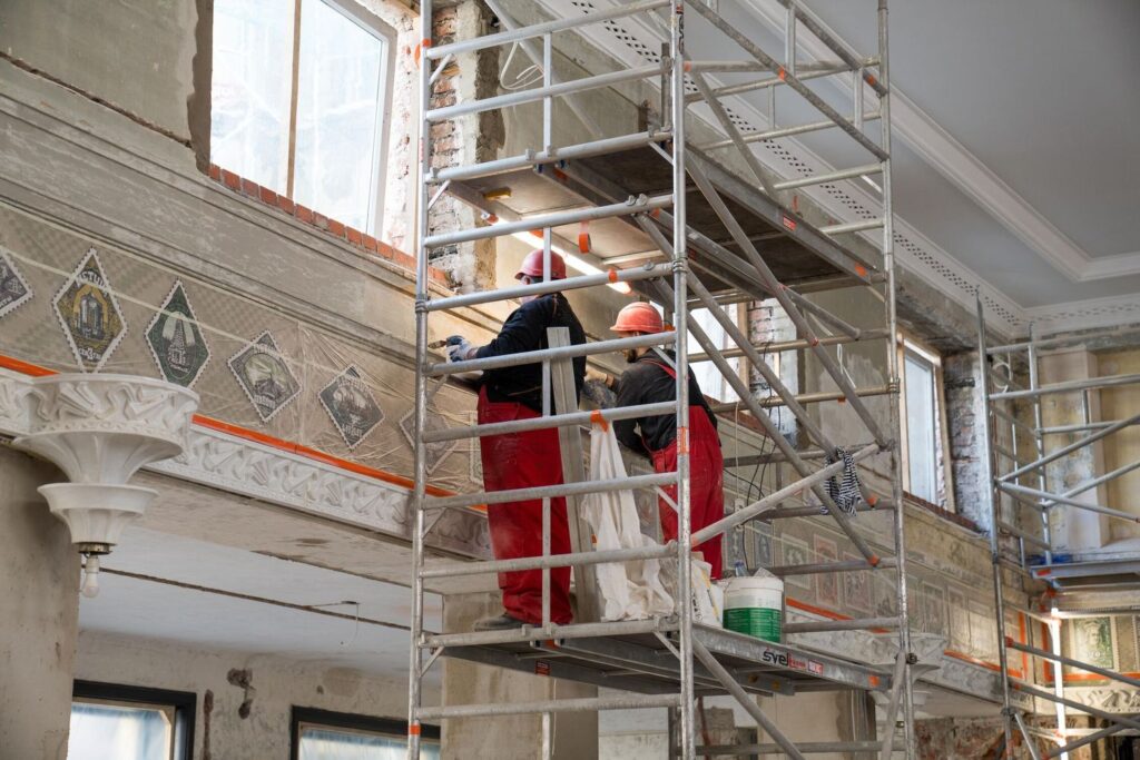 Kauno centrinio pašto rūmų restauracijos darbai. Foto: Darius Matonis. 