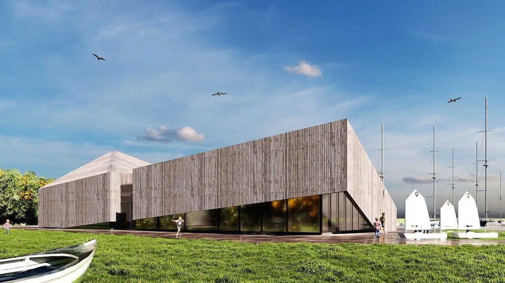 Regioninė buriavimo mokykla Šventojoje (PV ir PDV A.Baužys, arch. G.Petrauskas). 