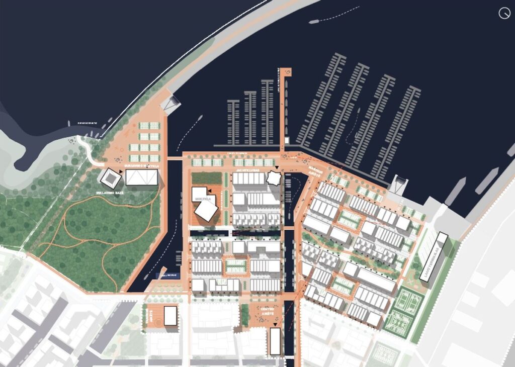 Konkursinis projektas devizu „Pietinis uostas“ („KLP2050“), 1-oji vieta. Projekto autoriai: A.Neniškis, I.Uogintas, E.Martinkevič (UAB „DO Architects“); G.Ratkutė Škačkauskienė (MB „Urban Form“).