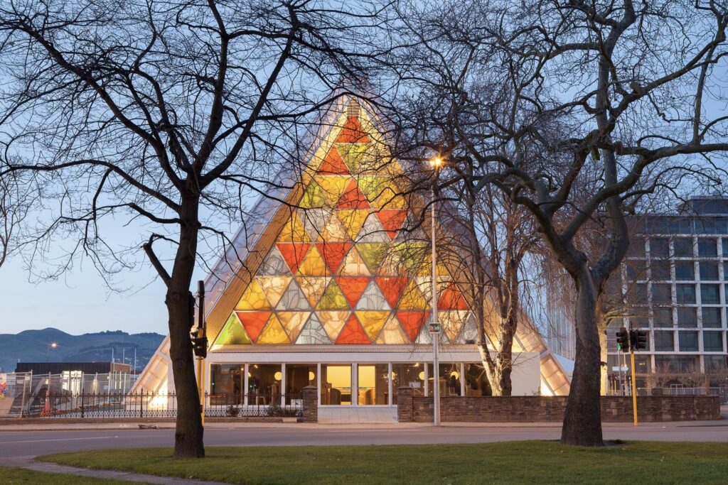 Cardboard katedra (arch. S.Ban), 2013, Christchurch, Naujoji Zelandija. Nuotrauka: Brigit Anderson.