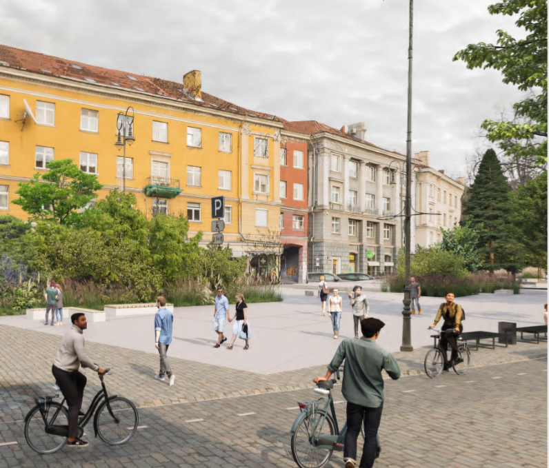 Konkursinis projektas „Strassen-Platz“ (arch. I.Račkauskas, M.Glodenis, M.Kauzonas).