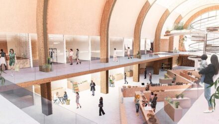 Viešasis paviljonas su automobilių saugykla (arch. G.Janulytės-Bernotienės studija).