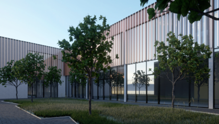 Nemėžio šv. Rapolo Kalinausko gimnazijos priestatas (projektuotojas „Synergy Solutions“).