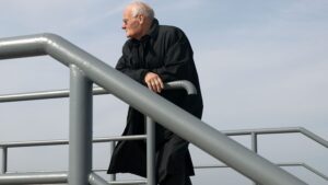 Savo idėjas kaip patobulinti Kauną  altruistiškai siūlęs Jurgis Rimvydas Palys dažnai likdavo neišgirstas ir nesuprastas. Portretas jo paties suprojektuotoje Nemuno prieplaukoje, Vilijampolėje. Foto: A.Bružo.